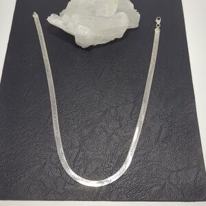 Sterling Silver Herringbone Chain Necklace  27.5 Grams, Stamped .925 ITALY 20" L